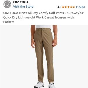CRZ Yoga pants, khaki color, 31 x32, washed, never worn.